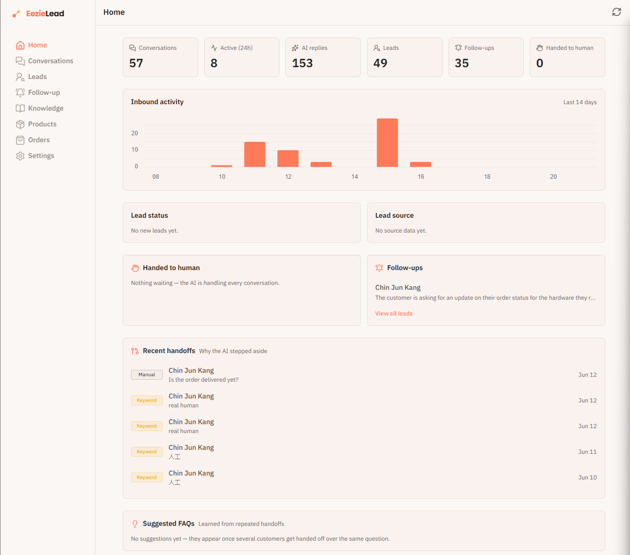 EezieLead product interface
